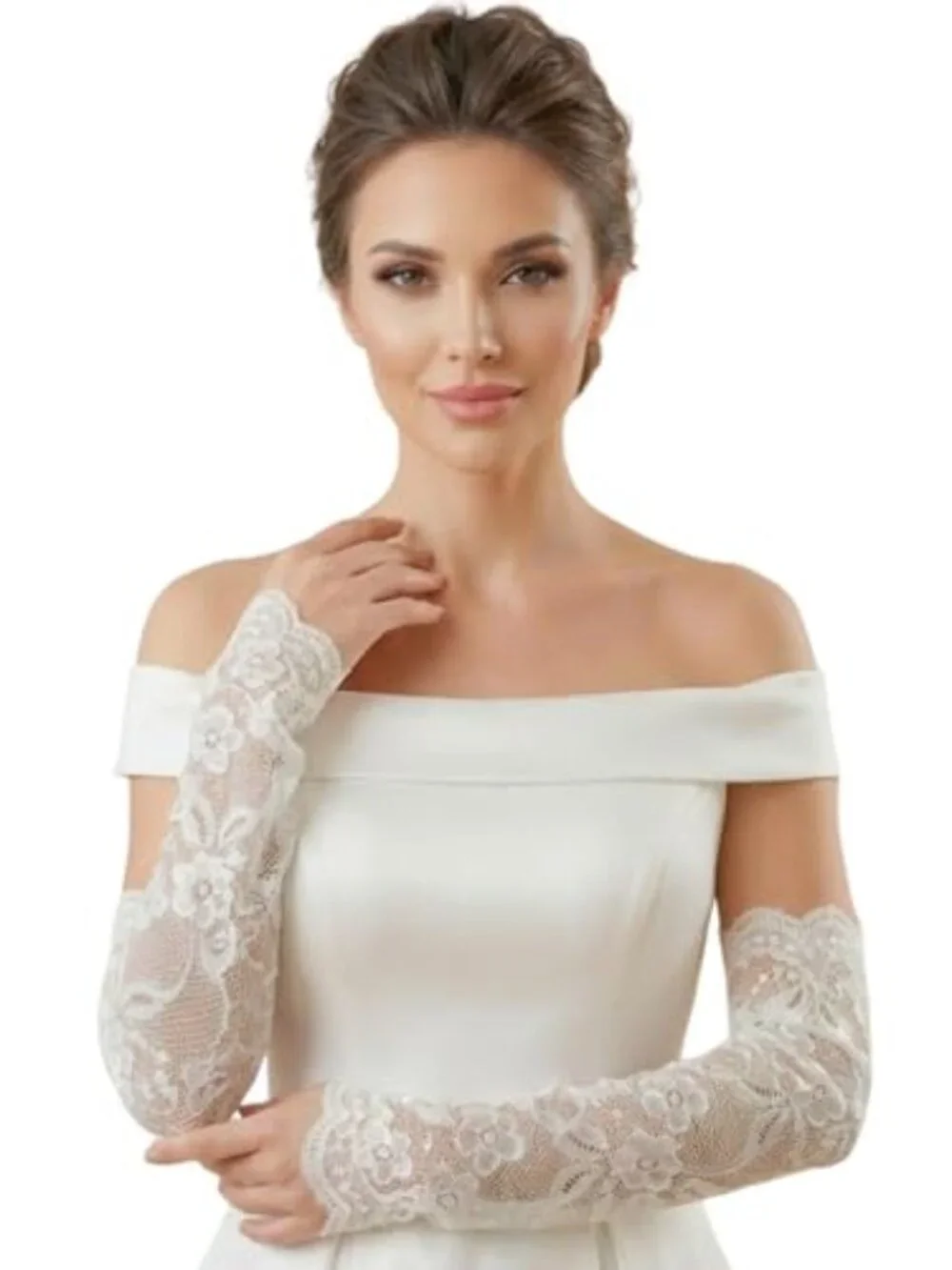 Elegant Lace Fingerless Bridal Gloves Women's Long Arm Sleeves Floral